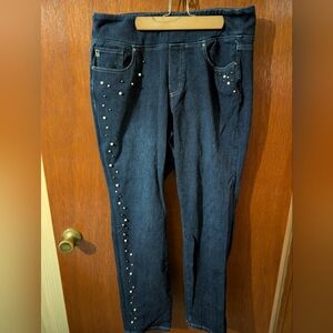 Stylish Blue Jeans with Pearl Accents